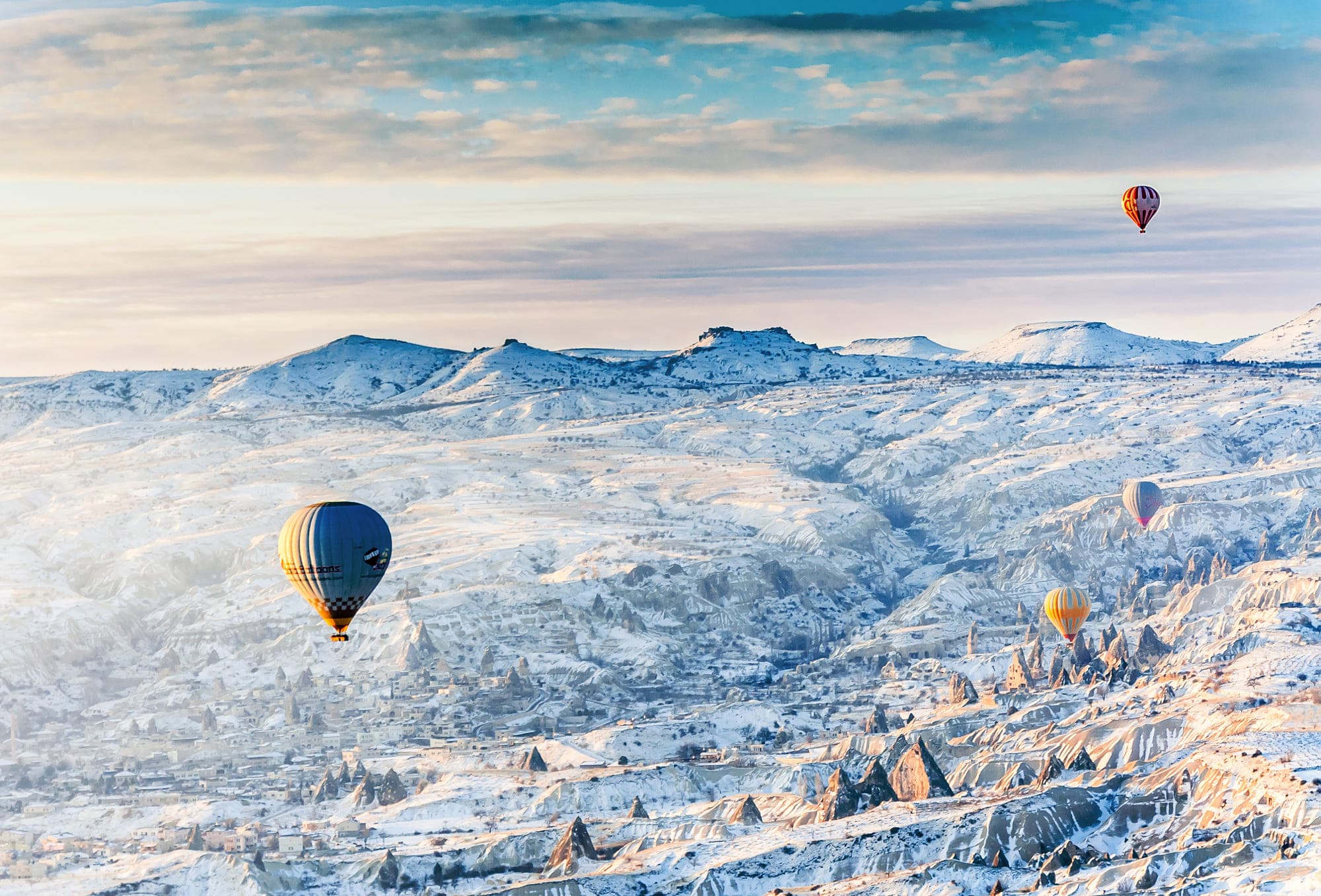 Unleashing the Magic: Exploring Cappadocia's Winter Wonderland from a Hot Air Balloon